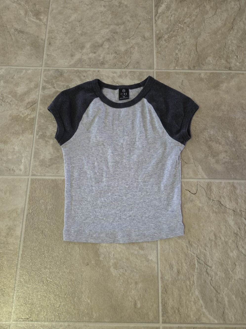 Zine Clothing Two-Tone Raglan Tee - Light Gray and Charcoal